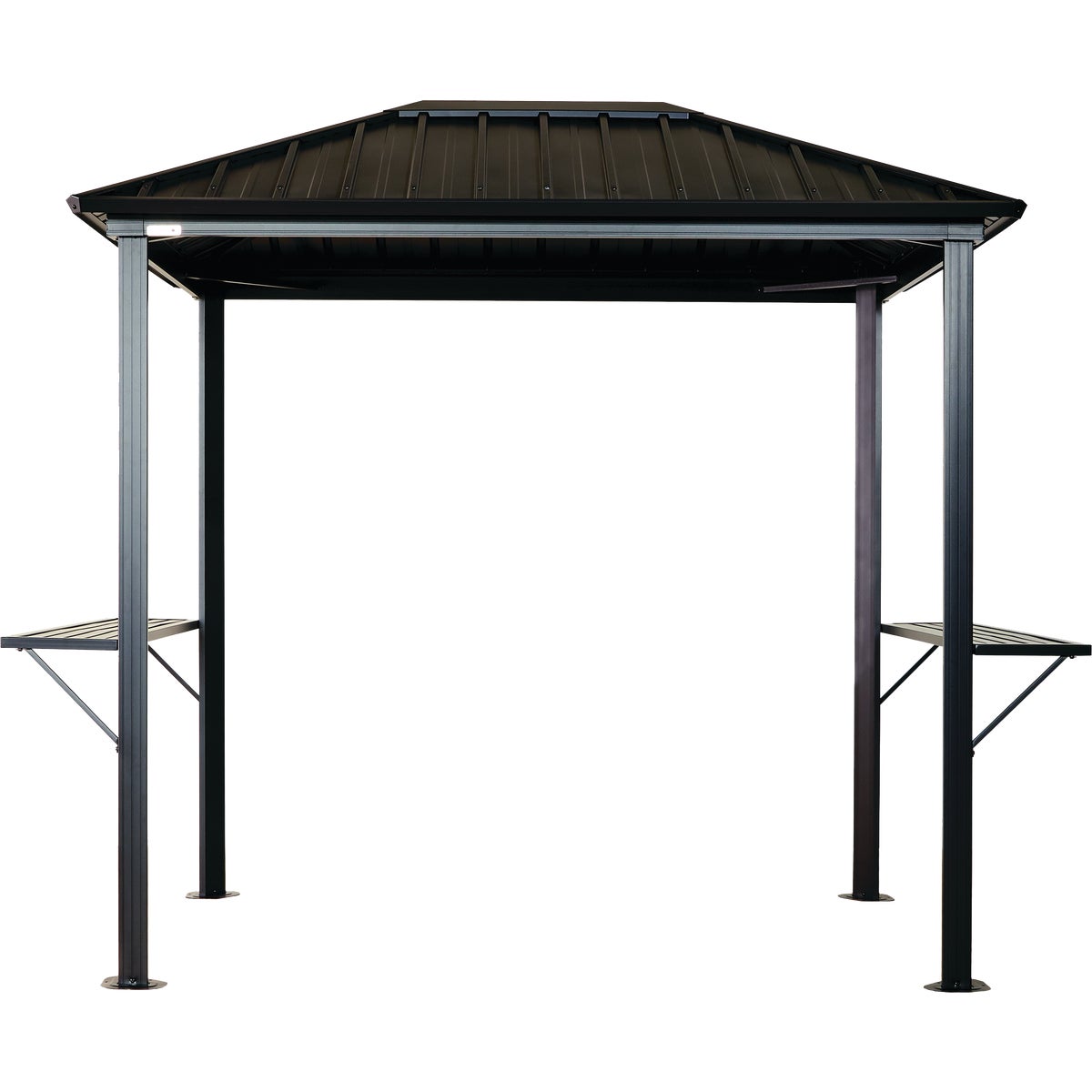 Sojag Dakota 6 Ft. x 8 Ft. Brown Powder-Coated Metal Grill Gazebo with Shelves