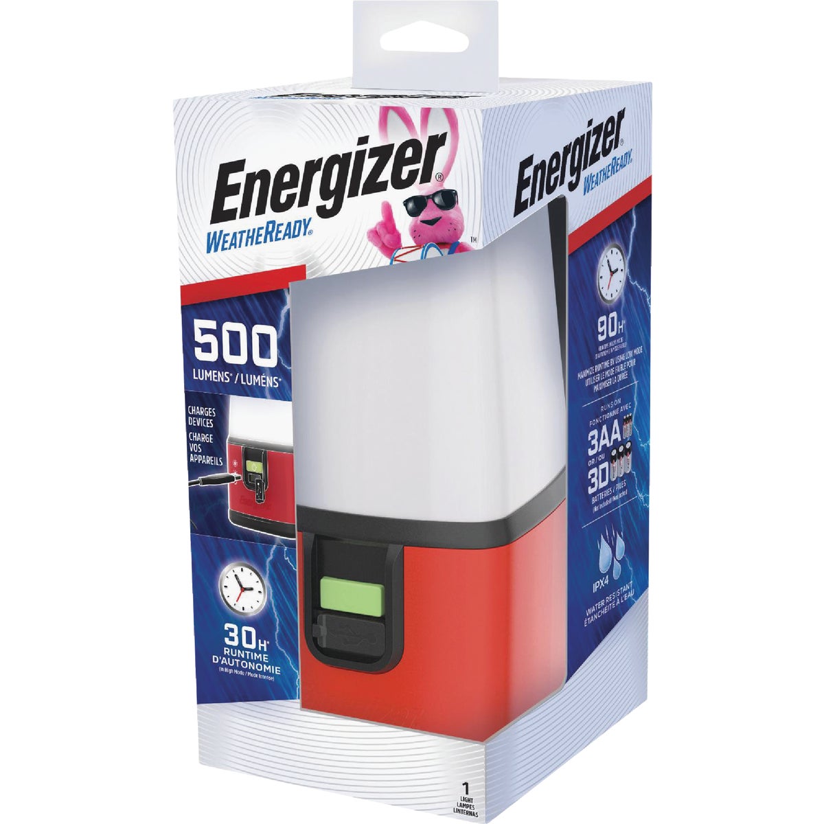 Energizer Weatheready 6 in. W. x 10 In. H. Red Plastic 360 Deg LED Lantern Image 1