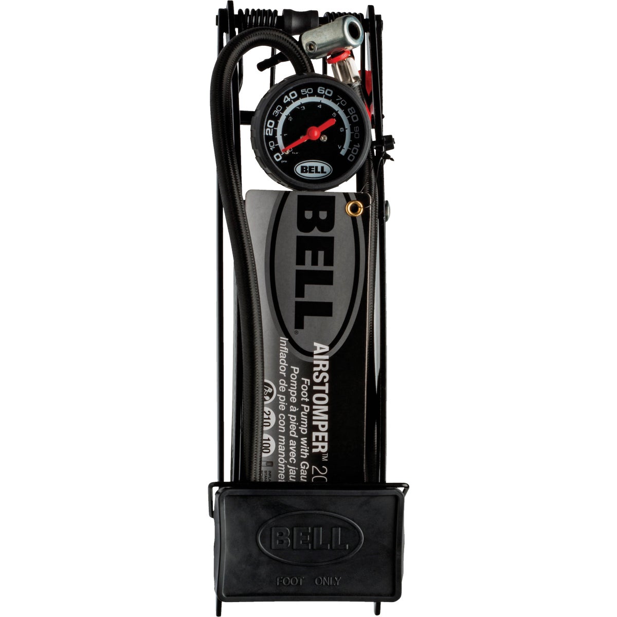 Bell Sports Zephyr 200 100 psi Steel Frame Multi-Sport Foot Pump Image 1