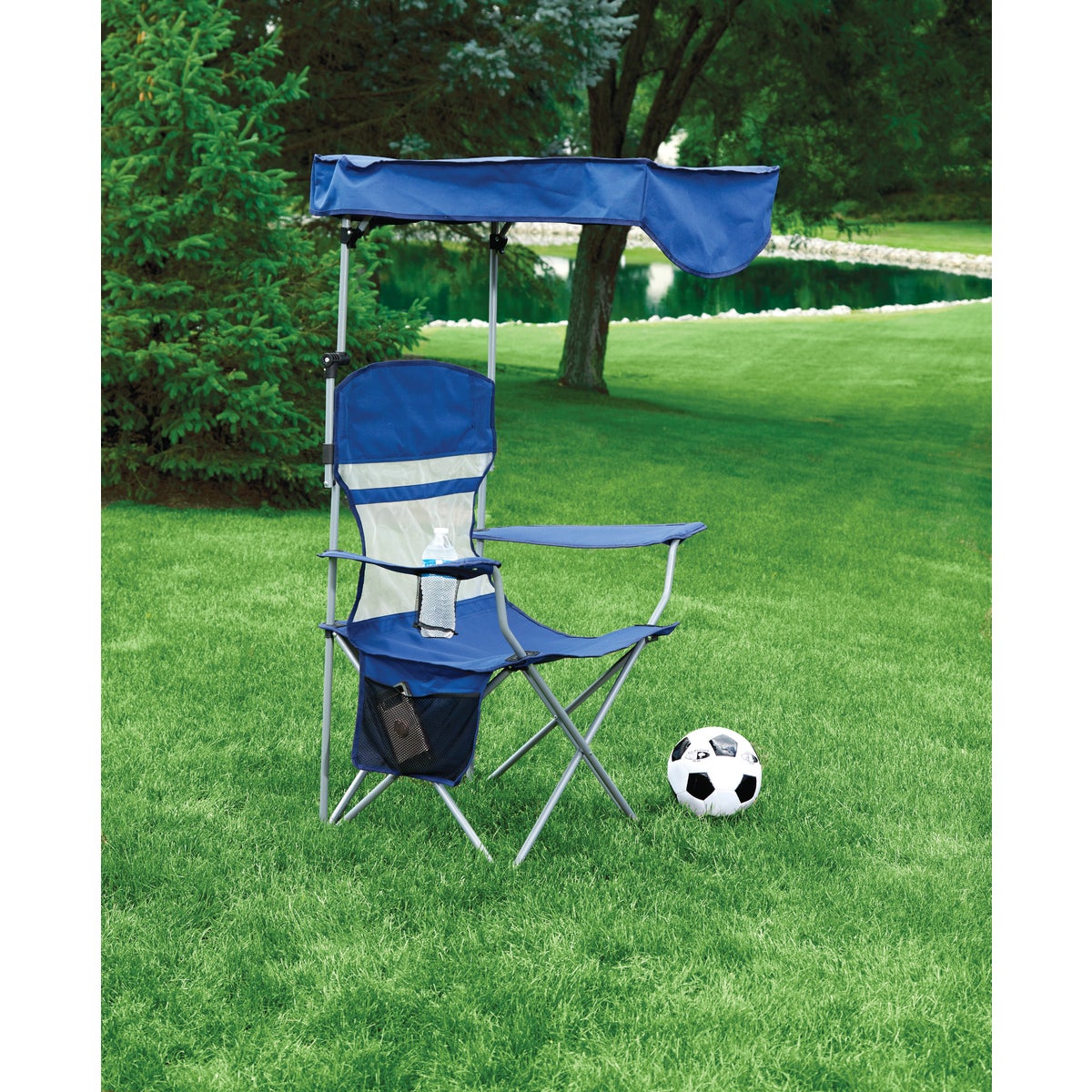 Outdoor Expressions Blue Polyester Omni-Directional Canopy Camp Chair Image 2