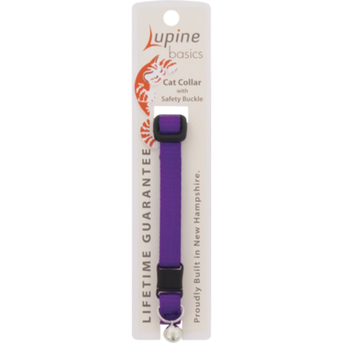 Lupine 1/2 In. Traditional Solid Purple 8 to 12 in.   Breakaway Cat Collar with Bell