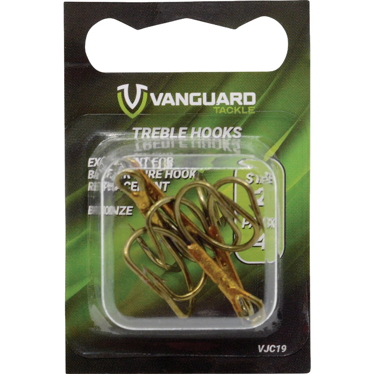 Vanguard Size 2 Bronze Treble Fishing Hook (4-Pack)