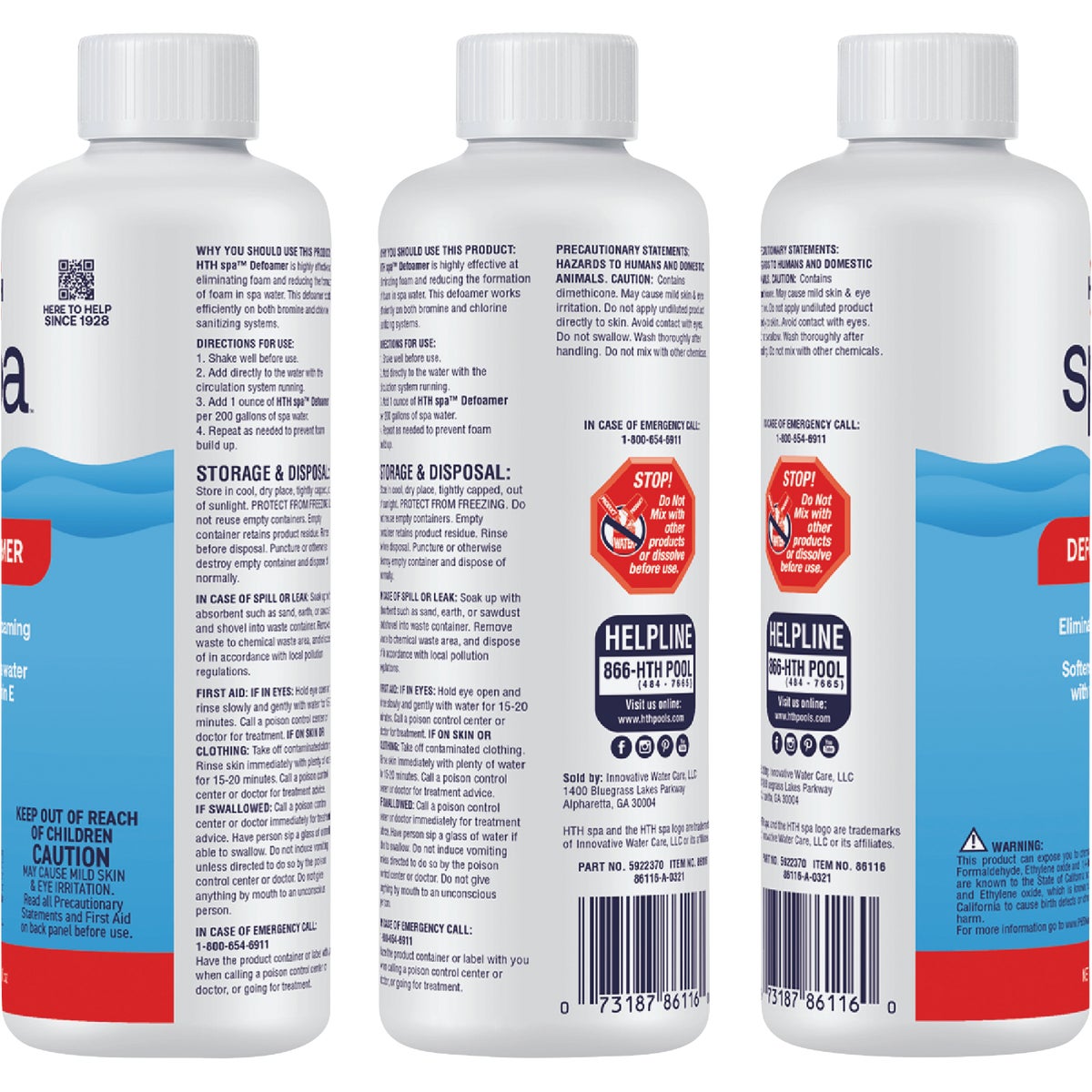 HTH Spa Care 16 Oz. Defoamer Foam Inhibitor Image 2