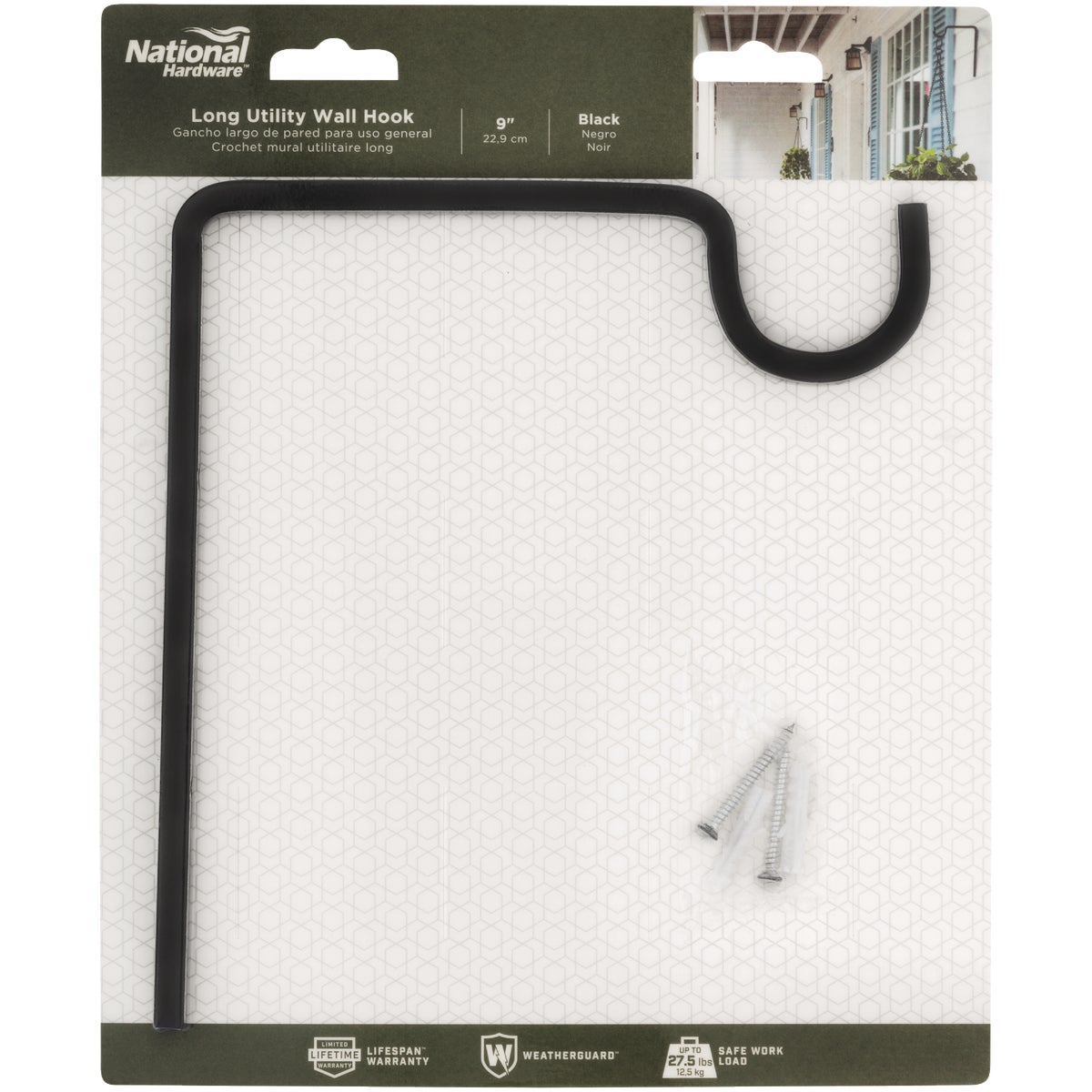 National Hardware 9 In. Black Steel Extended Wall Hook Plant Hanger Image 3