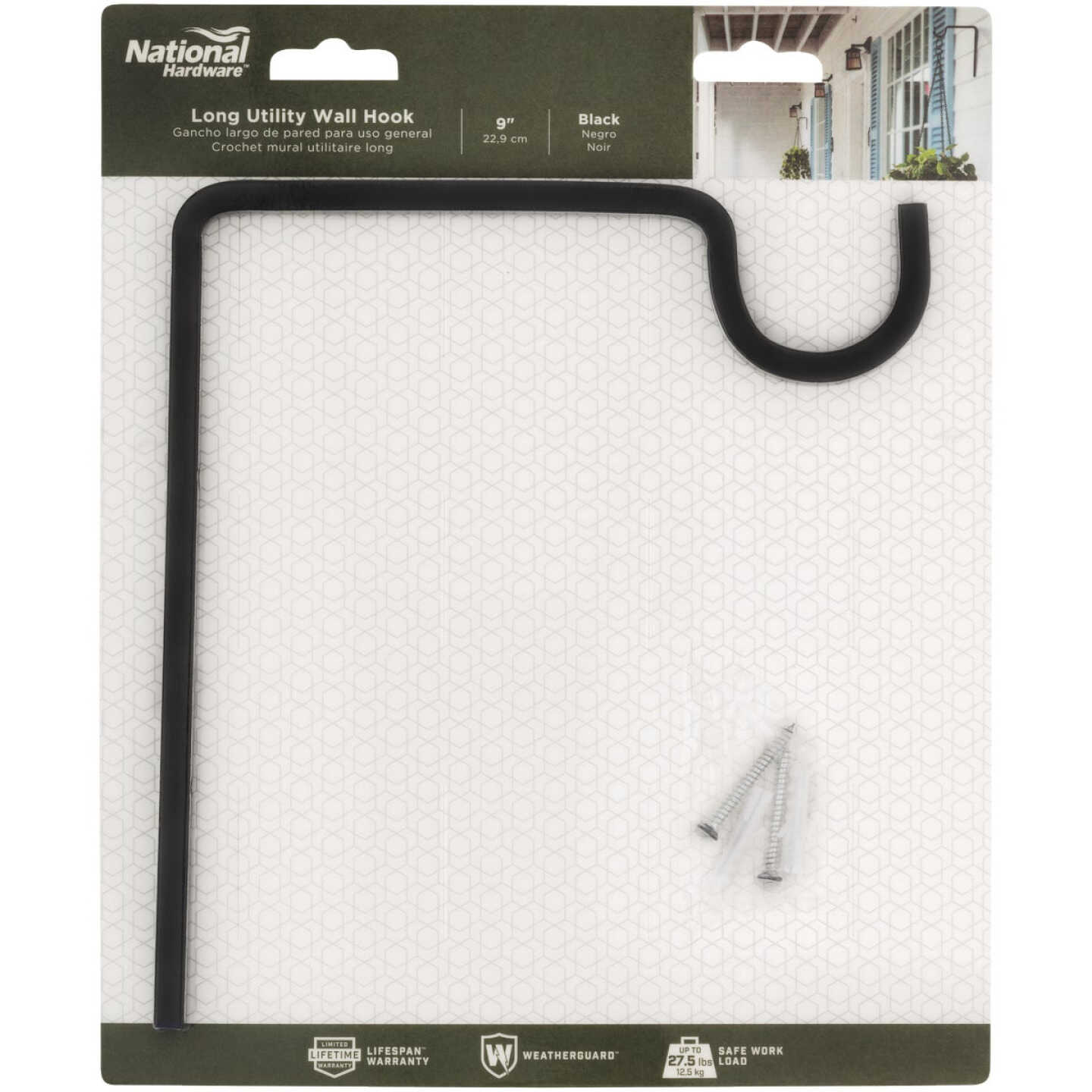 National Hardware 9 In. Black Steel Extended Wall Hook Plant Hanger Image 3