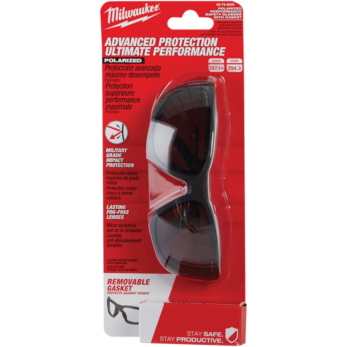 Milwaukee Red & Black Frame Gasketed High Performance Safety Glasses with Tinted & Polarized Lenses Image 2