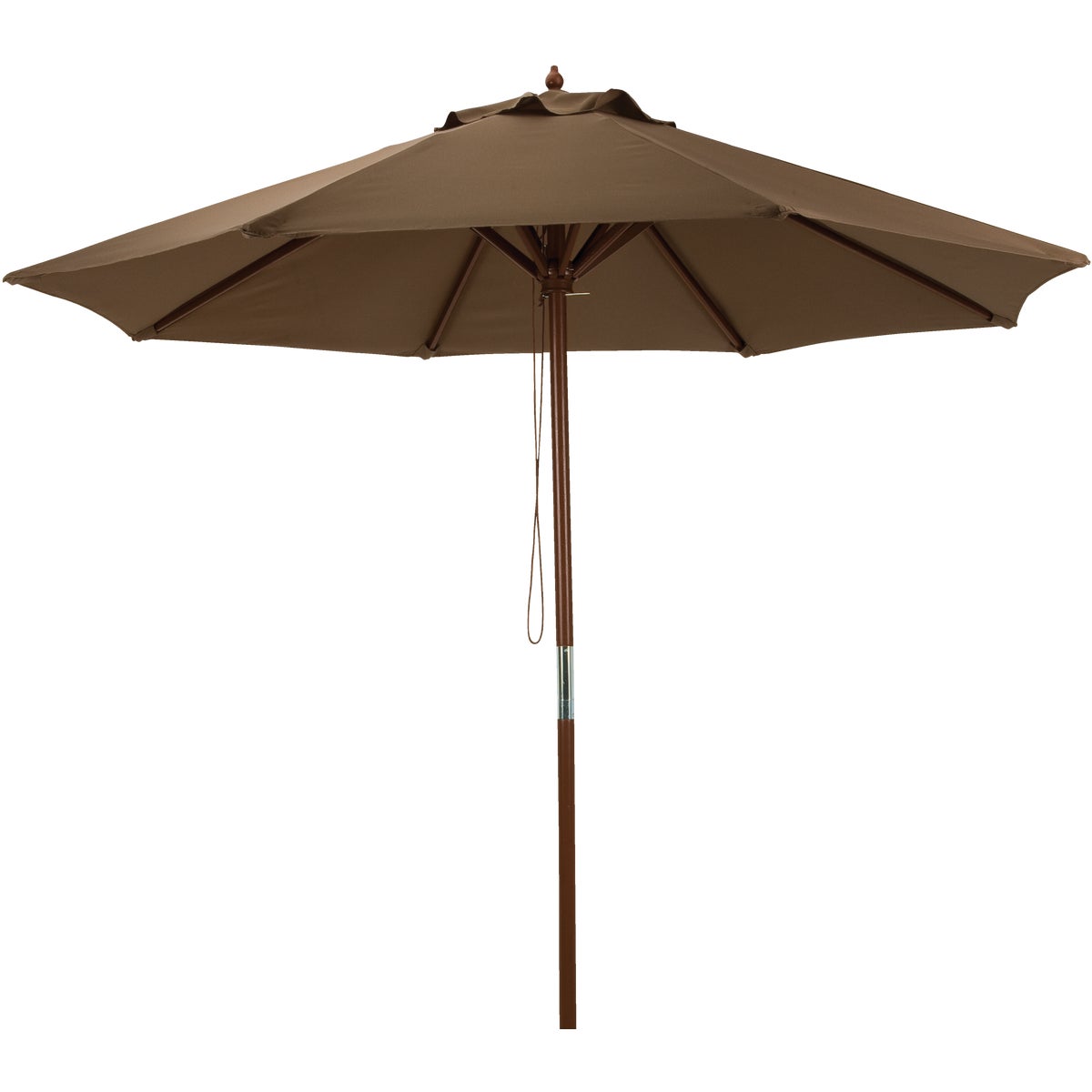 Outdoor Expressions 9 Ft. Pulley Brown Market Patio Umbrella with Chrome Plated Hardware Image 2
