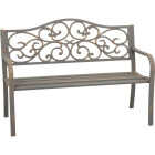 Outdoor Expressions 50 In. Gray Steel Bench with Scroll Design Image 1