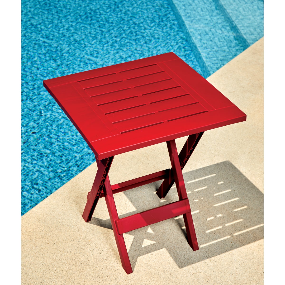 Gracious Living Quick-Fold 17 In. Square Crimson Red Folding Side Table Image 2