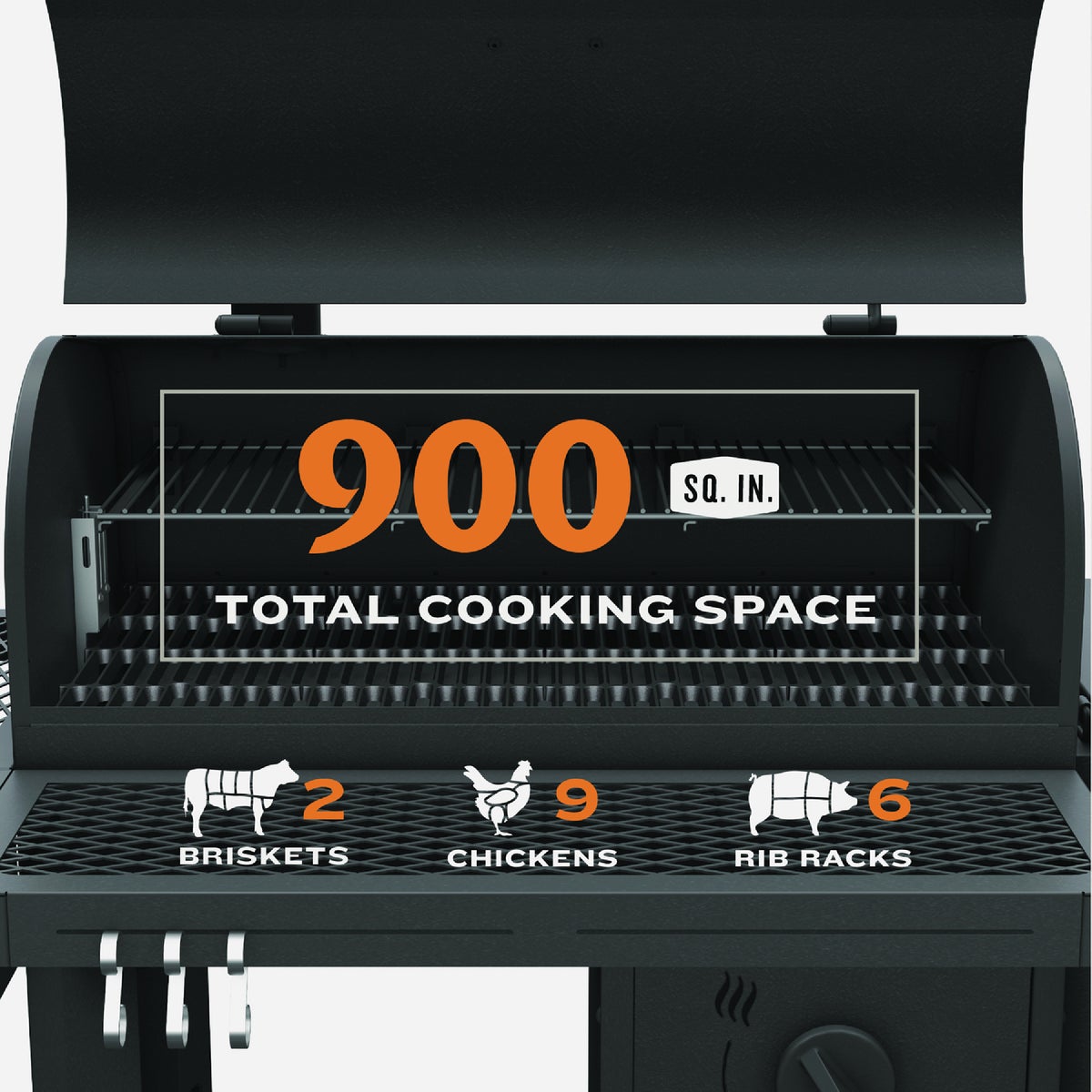 Oklahoma Joe's Tahoma 900 Sq. In. Black Vertical Gravity Feed Charcoal Smoker & Grill Image 4