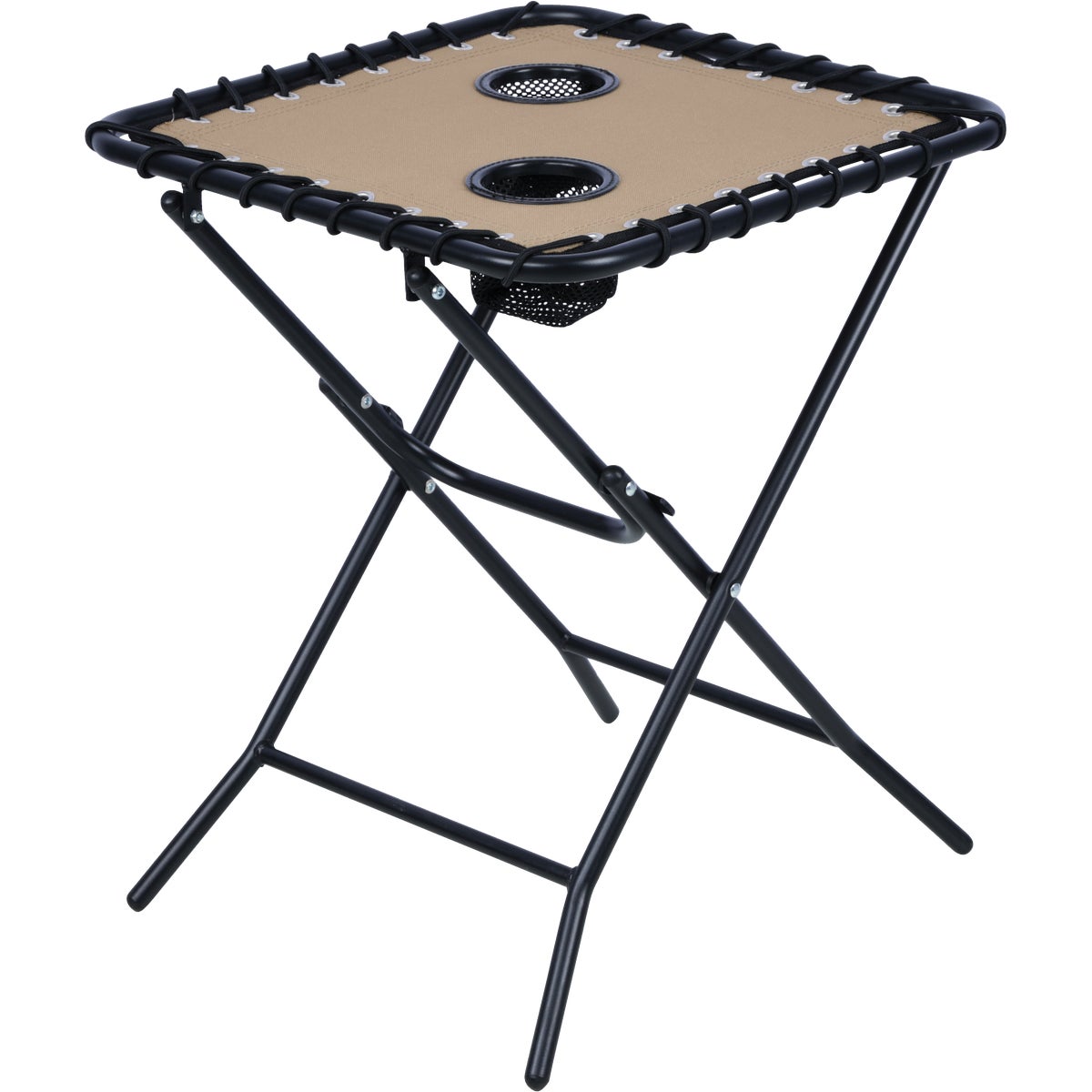 Outdoor Expressions Tan 18 In. Square Steel Folding Side Table Image 3