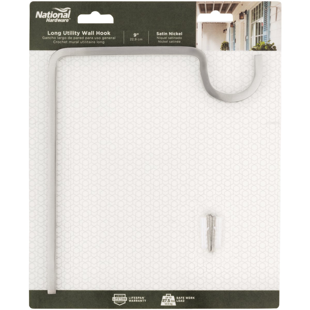 National Hardware 9 In. Satin Nickel Steel Extended Wall Hook Plant Hanger Image 3