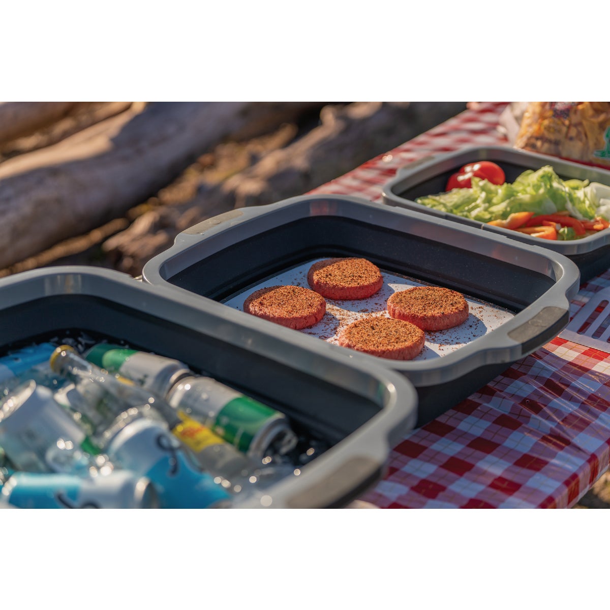 Drip EZ Black 20 In. L. x 16.25 In. W. x 5.5 In. D. Collapsible BBQ Prep Tub Image 2