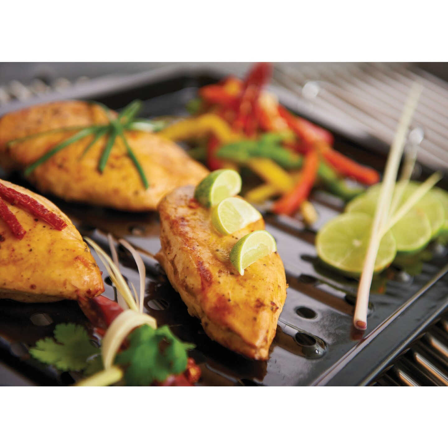 GrillPro 11 In. W. x 16 In. L. Porcelain Coated Stainless Steel Grill Topper Tray Image 4