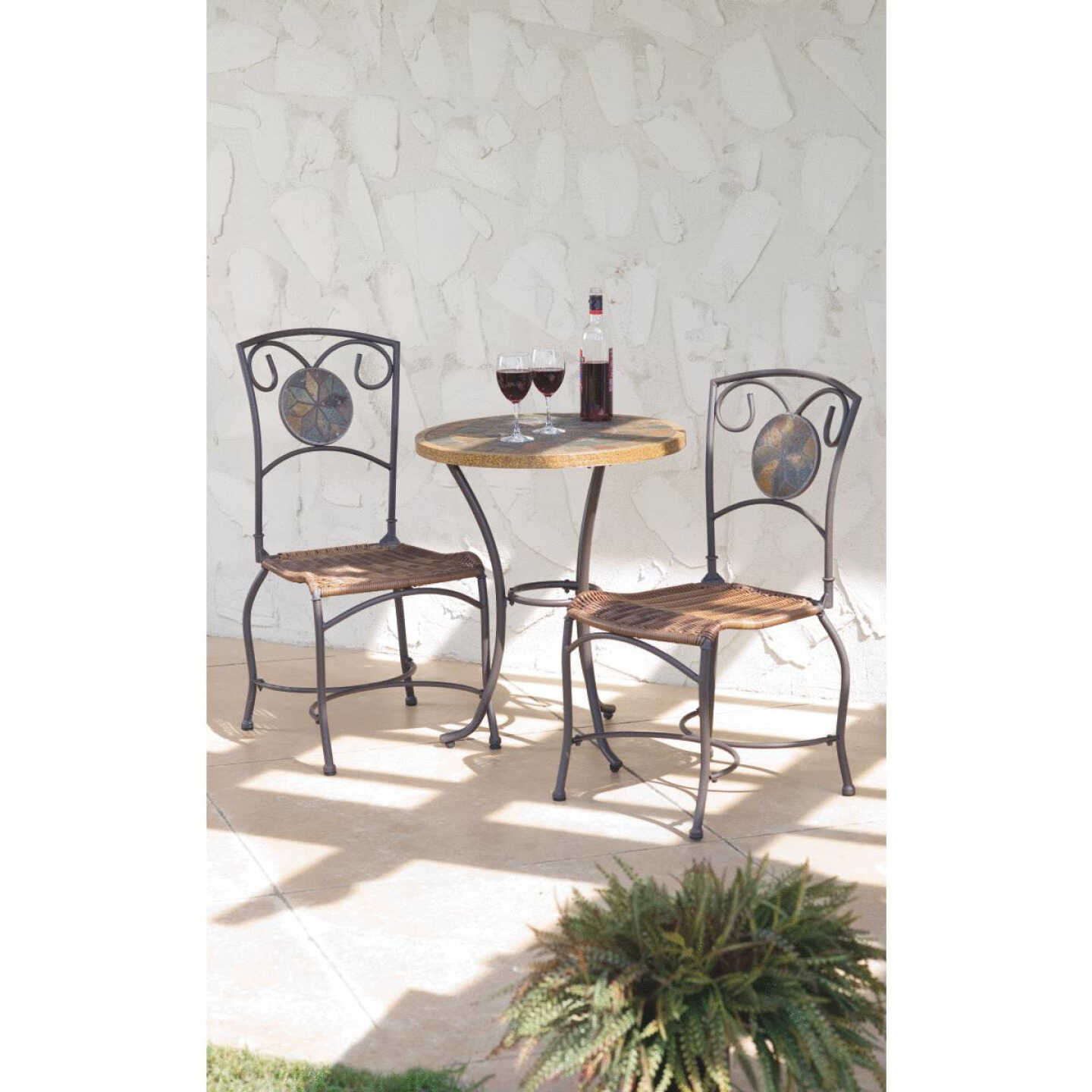 Mosaic 3-Piece Bistro Set With Wicker Seats Image 3