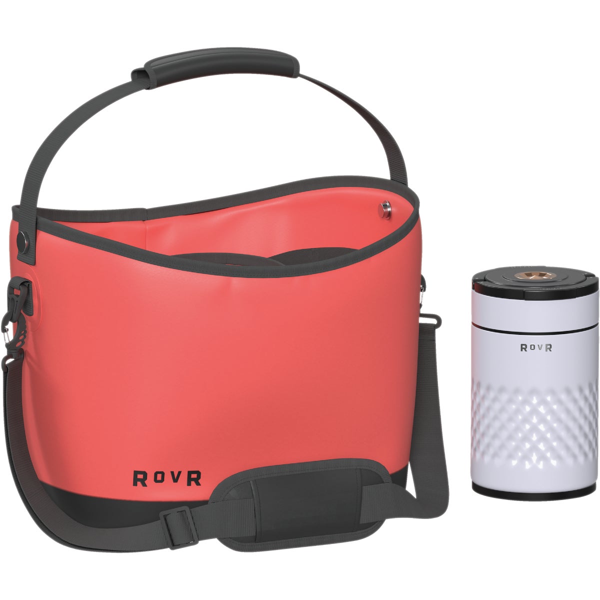 RovR Products KeepR Beverage Tote Caddy with Ice Bucket & Shoulder Strap, Coral