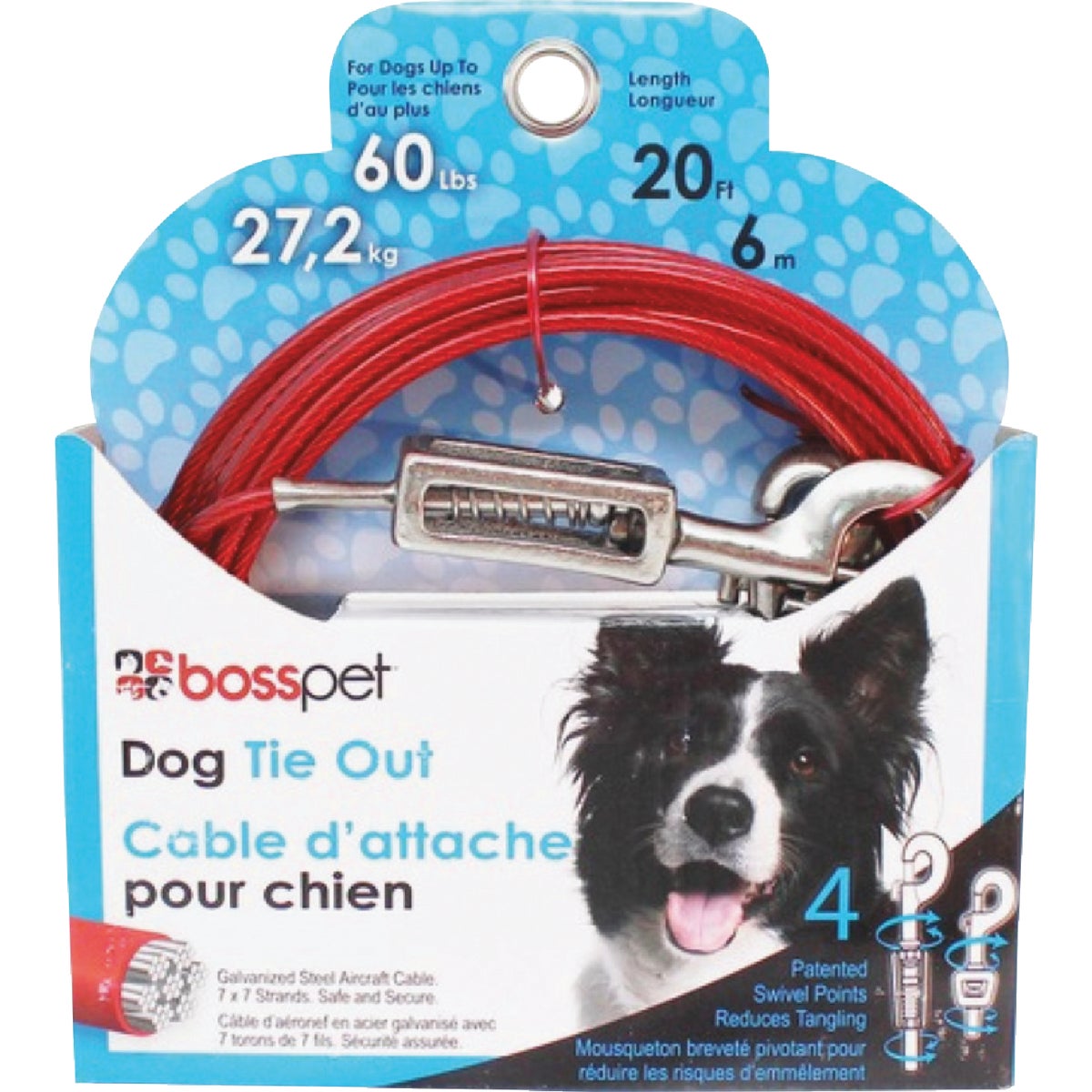 Boss Pet Guardian Gear Large Dog Cable with Spring Dog Tie-Out, 20 Ft. Image 2