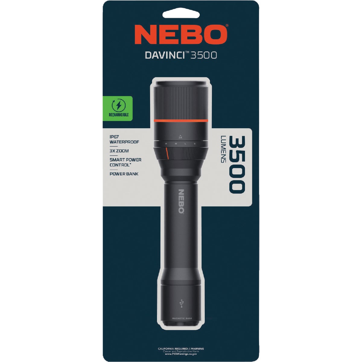 Nebo DaVinci LED Anodized Aluminum 3500 Lm. Rechargeable Flashlight Image 6