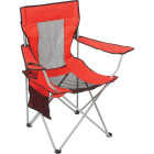 Outdoor Expressions Red Polyester Mesh Folding Chair Image 1