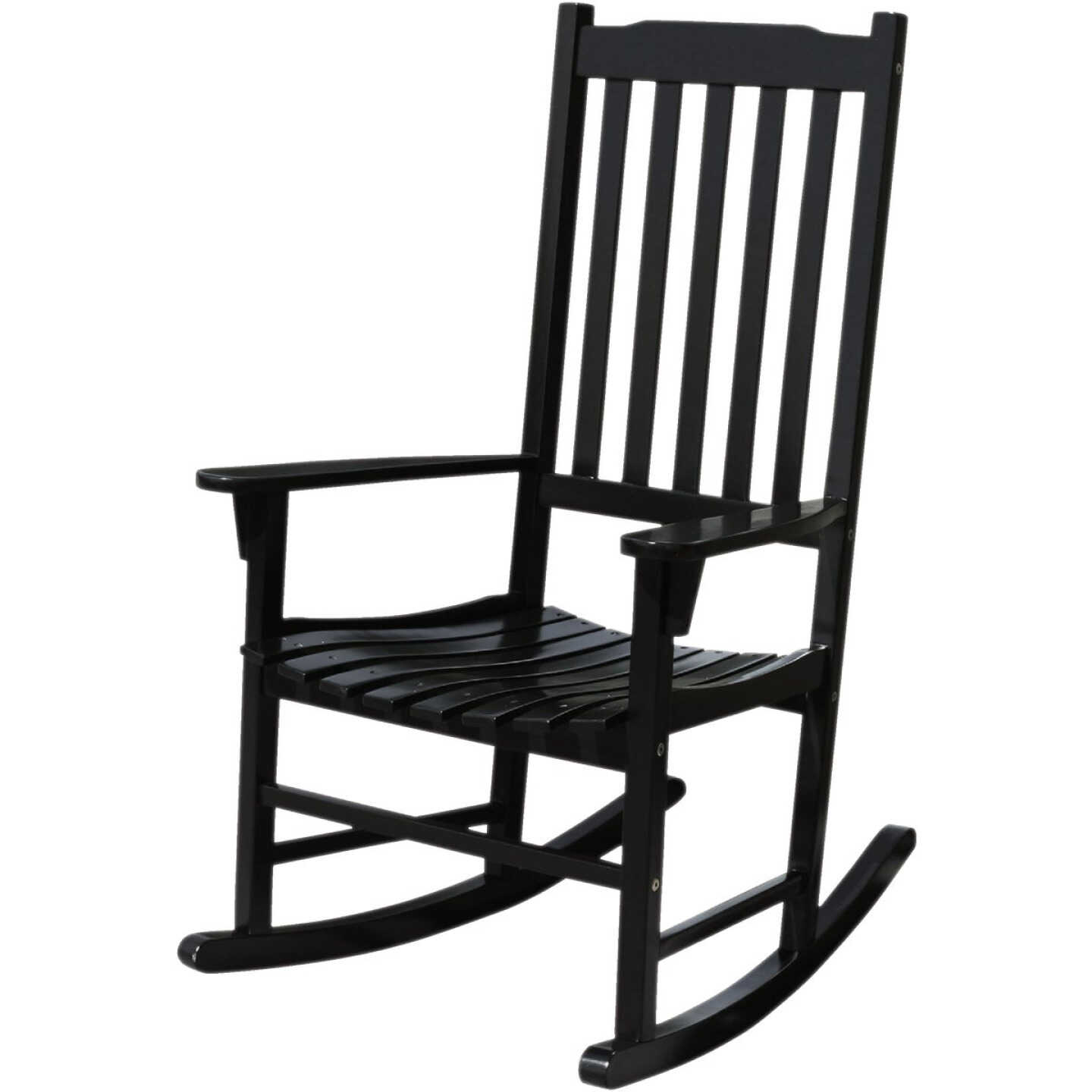 Northbeam Black Acacia Wood Traditional Porch Rocker Chair Image 1