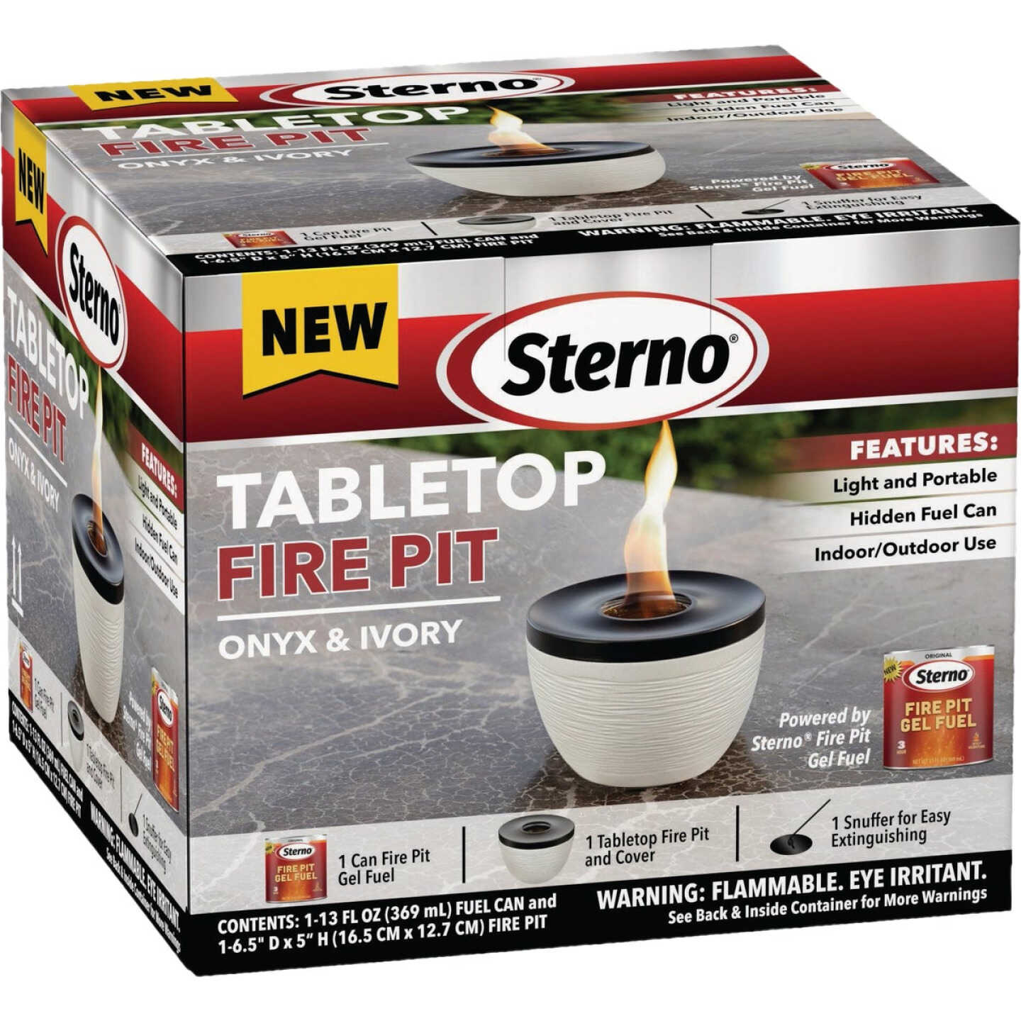 Sterno Small Onyx with Black Lid Tabletop Fire Pit Image 1