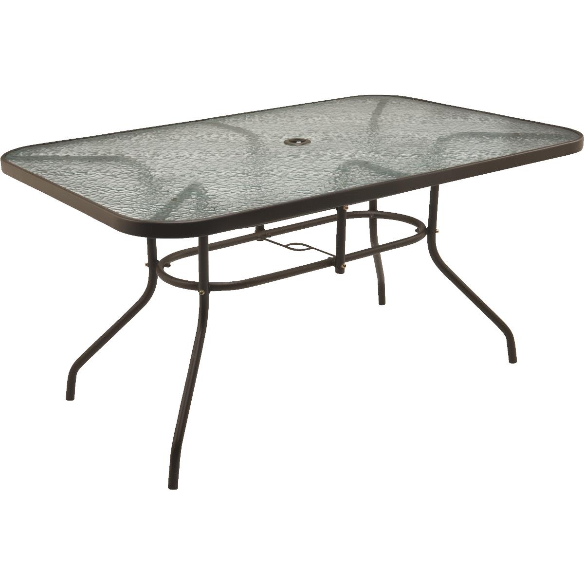 Gulf Shores 36 In. W. x 56 In. L. Rectangular Brown Steel Textured Glass Table
