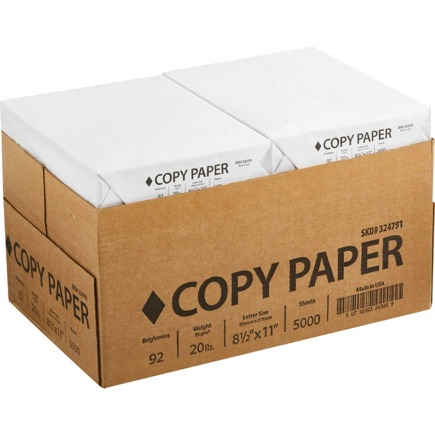 Staples 8.5 In. x 11 In. 20 Lb. White Copier Paper, 5000 Sheets Image 1