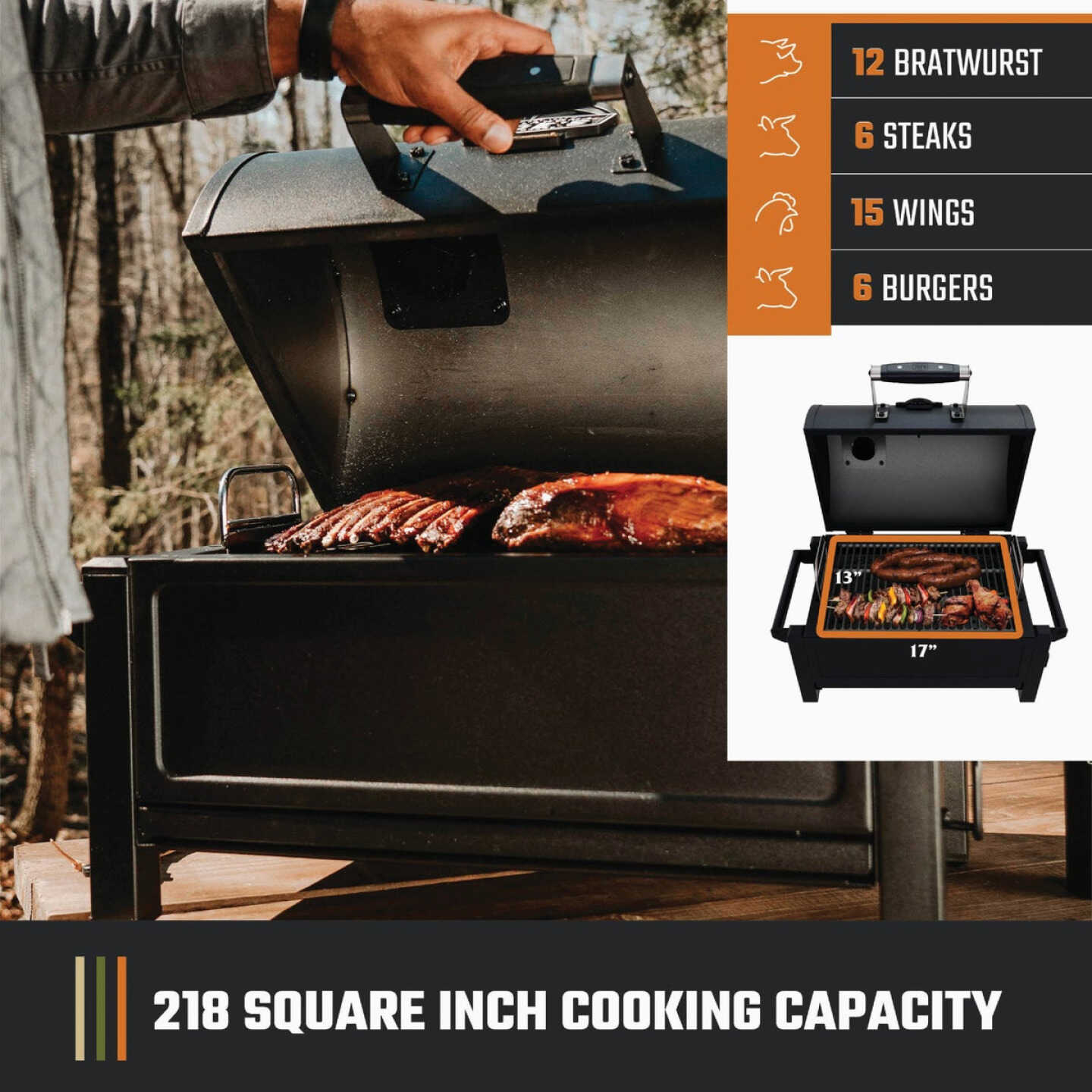 Oklahoma Joe's Rambler Black 218 Sq. In. Charcoal Tabletop Portable Grill Image 5