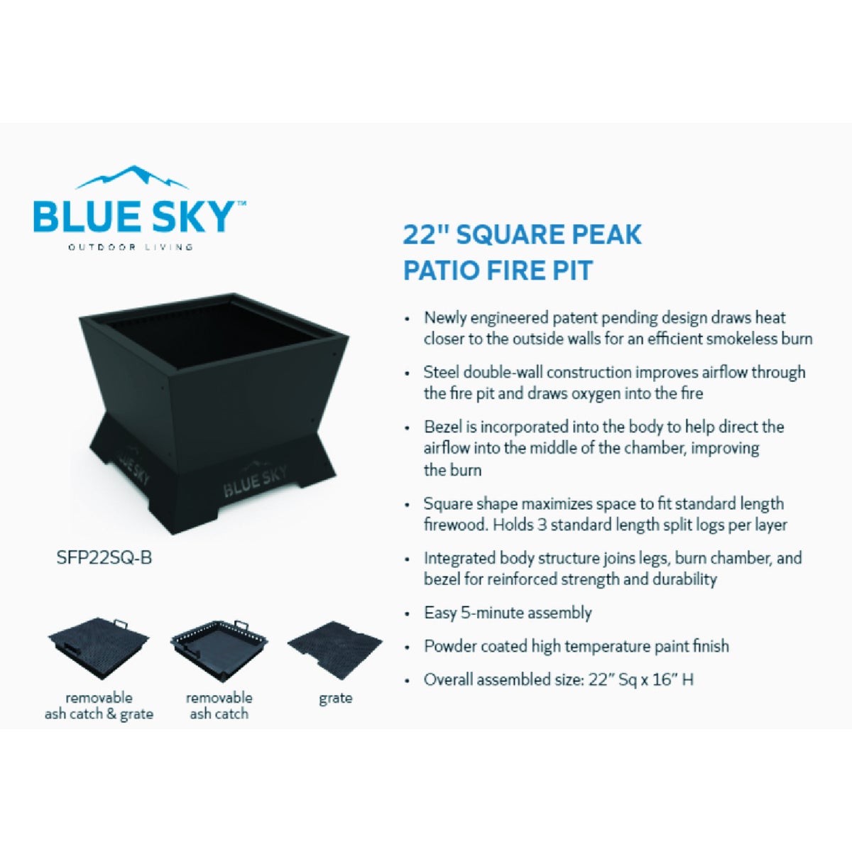 Blue Sky 22 In. Square Wood Smokeless Fire Pit Image 3