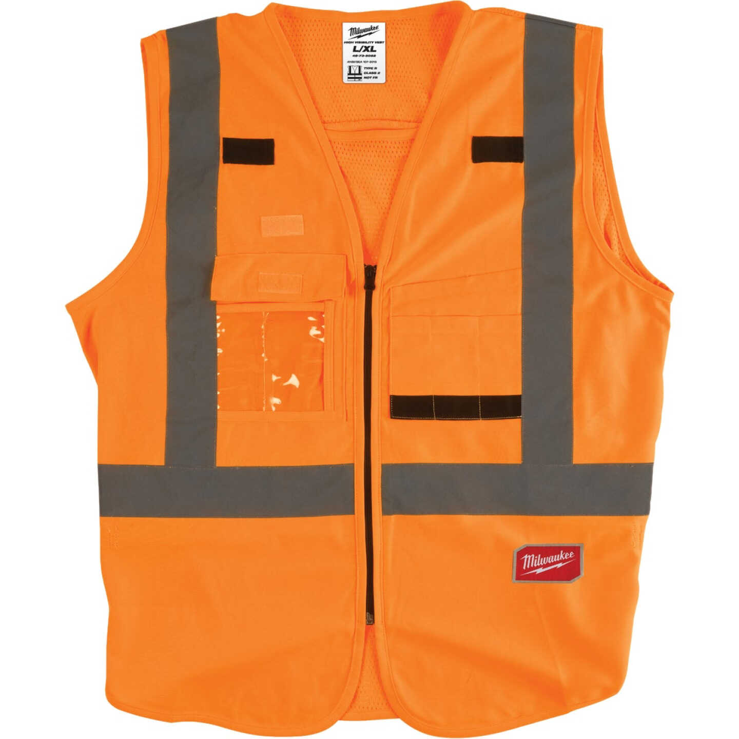 Milwaukee ANSI Class 2 Hi Vis Orange Safety Vest, L/XL Image 1