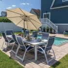 Cabana Beach 9 Ft. Tan Formosol Aluminum Pole Market Umbrella Image 2