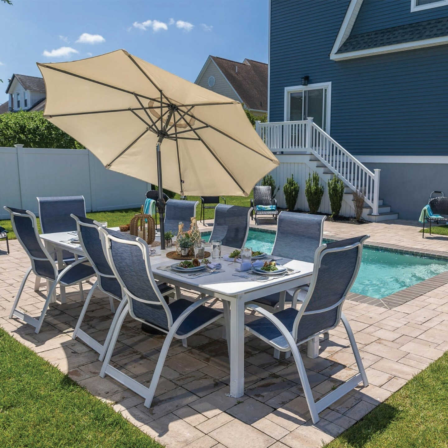 Cabana Beach 9 Ft. Tan Formosol Aluminum Pole Market Umbrella Image 2