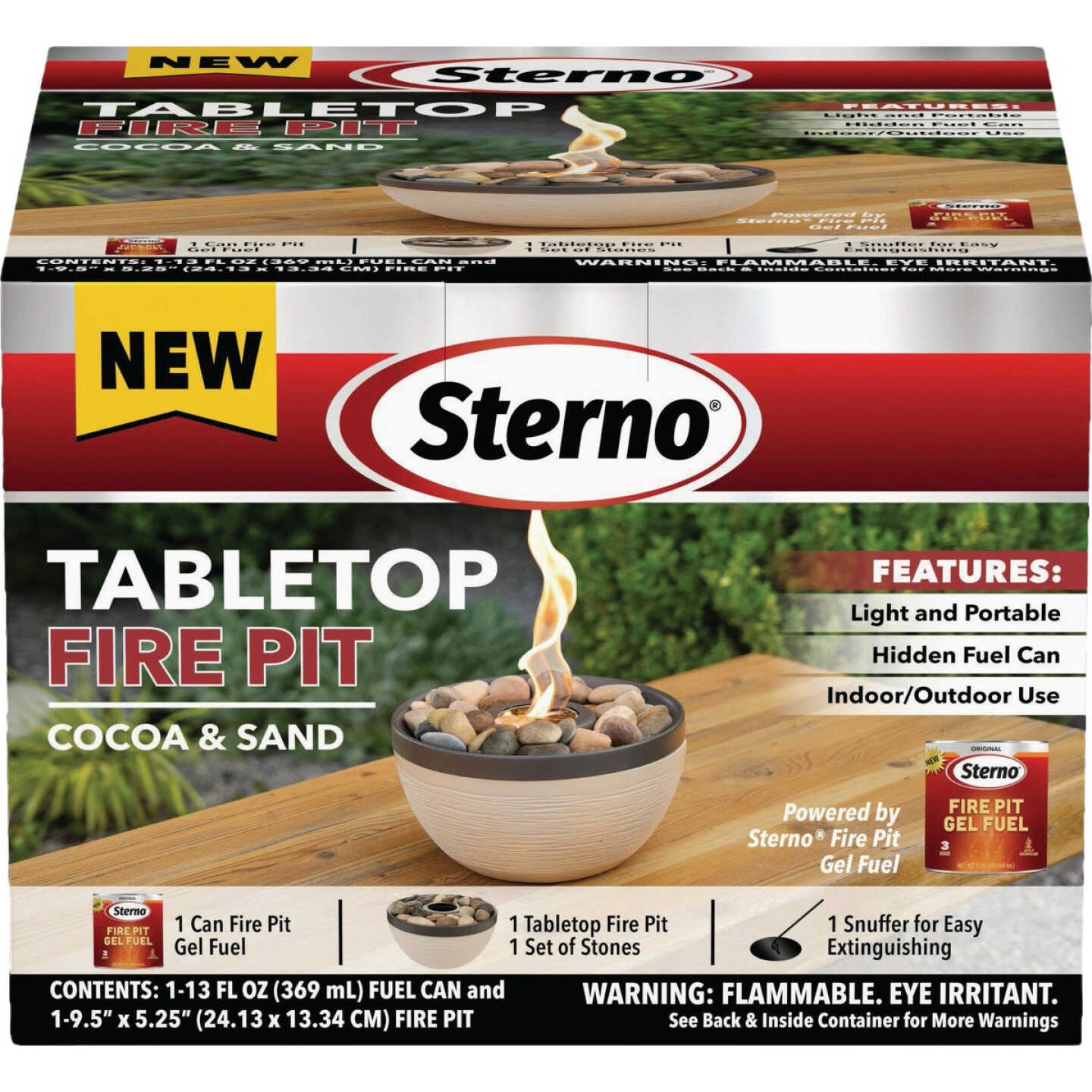 Sterno Medium Cocoa & Sand with Dark Brown Lid Tabletop Fire Pit Image 1