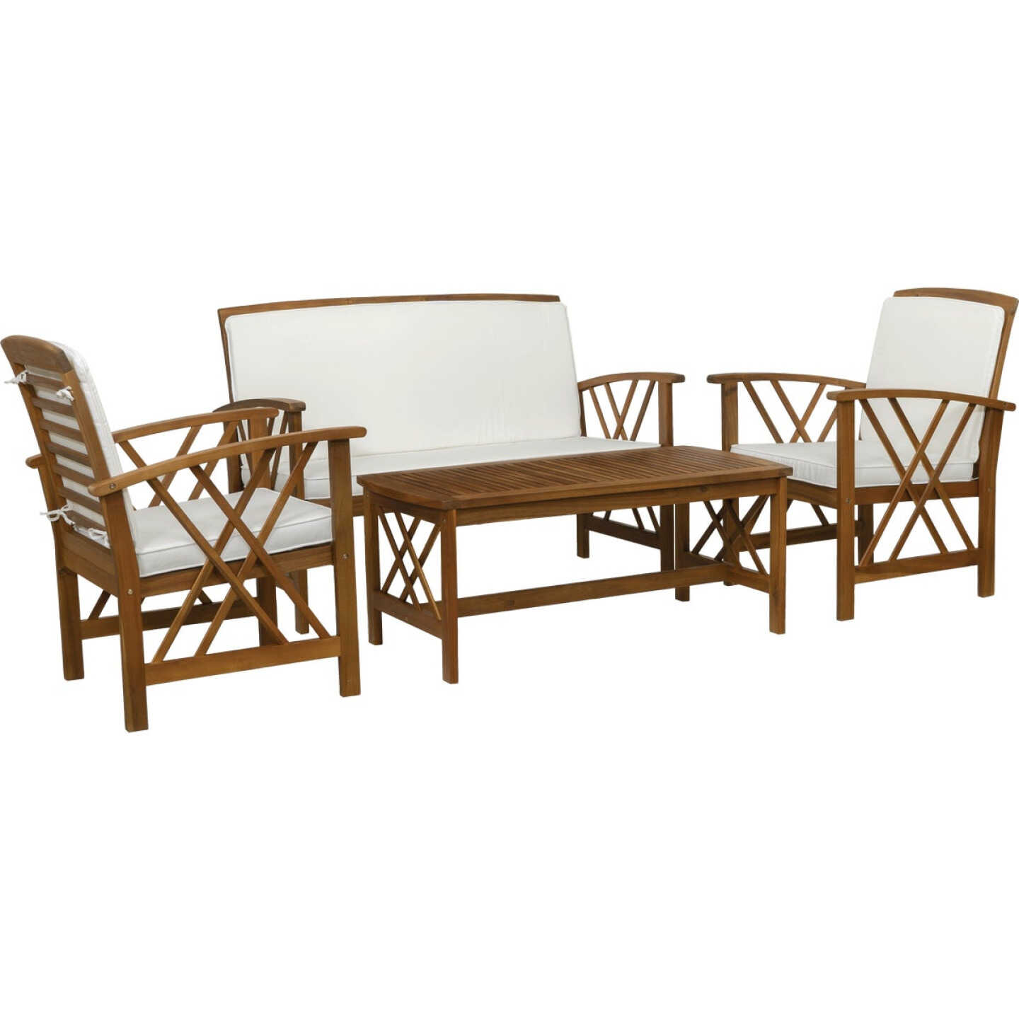 Linon Topsail Brown Wood Patio Chat Set (4-Piece) Image 1