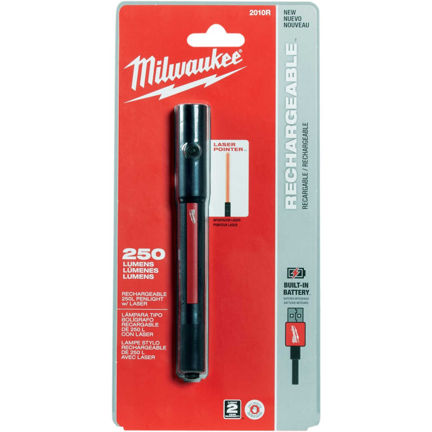 Milwaukee 250 Lm. LED Rechargeable Penlight with Laser Image 2