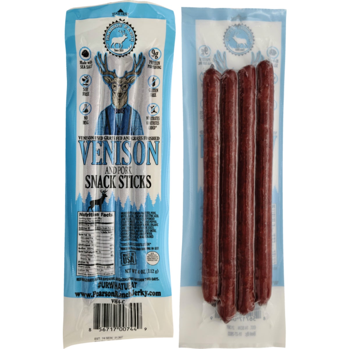 Pearson Ranch Jerky 4 Oz. Venison Hickory Multi-Pack Snack Stick Jerky