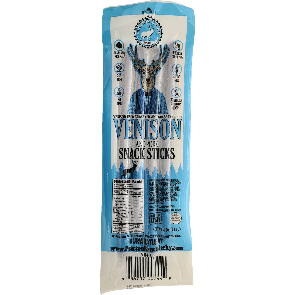 Pearson Ranch Jerky 4 Oz. Venison Hickory Multi-Pack Snack Stick Jerky Image 2