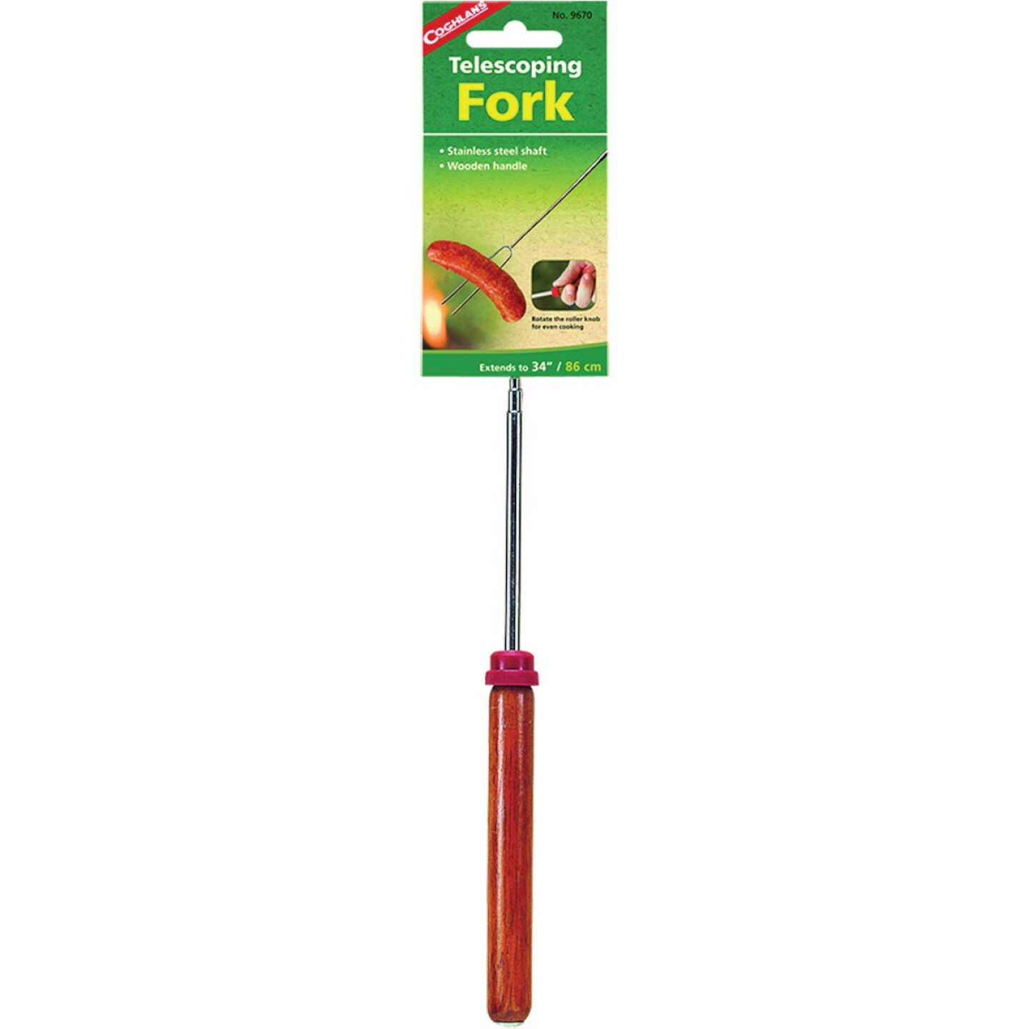 Coghlans 6.5 In. to 34 In. Telescoping Chrome-Plated Metal Hot Dog Fork Image 1