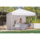 Crown Shade 10 Ft. x 10 Ft. White Steel Frame White Commercial Canopy with 1 Side Wall Image 1