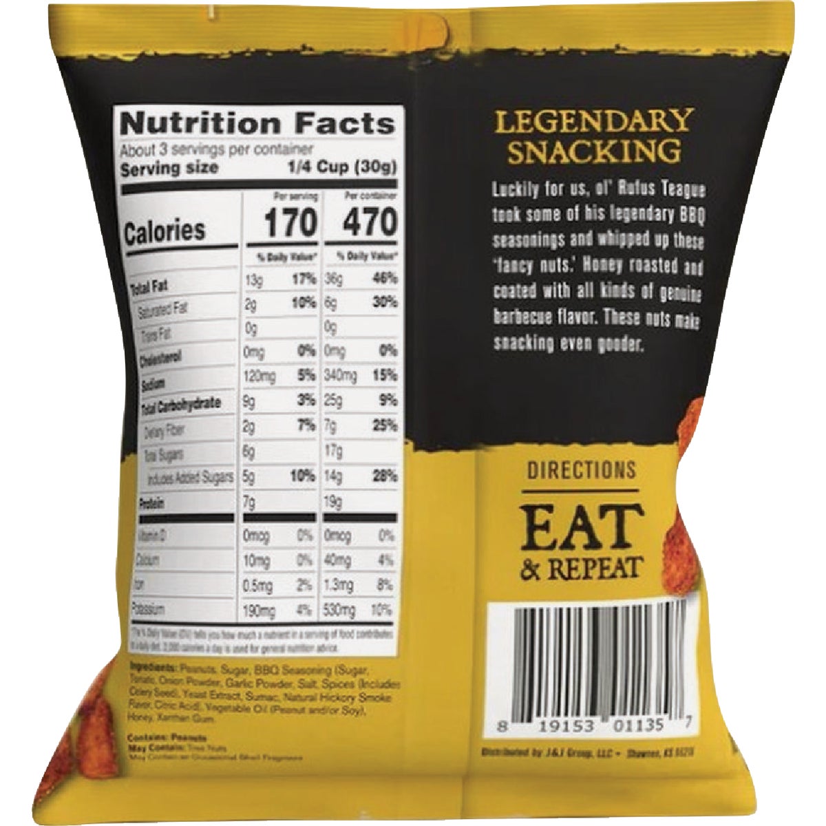 Rufus Teague 3 Oz. BBQ Honey Roasted Peanuts Image 4