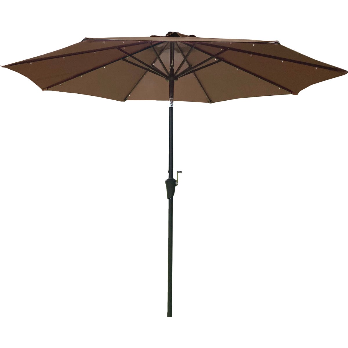 Outdoor Expressions 9 Ft. Aluminum Tilt/Crank Brown Patio Umbrella with Solar LED Lights Image 2