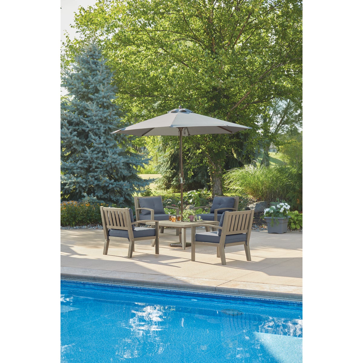 Outdoor Expressions 5-Piece Acacia Wood Chat Set Image 4