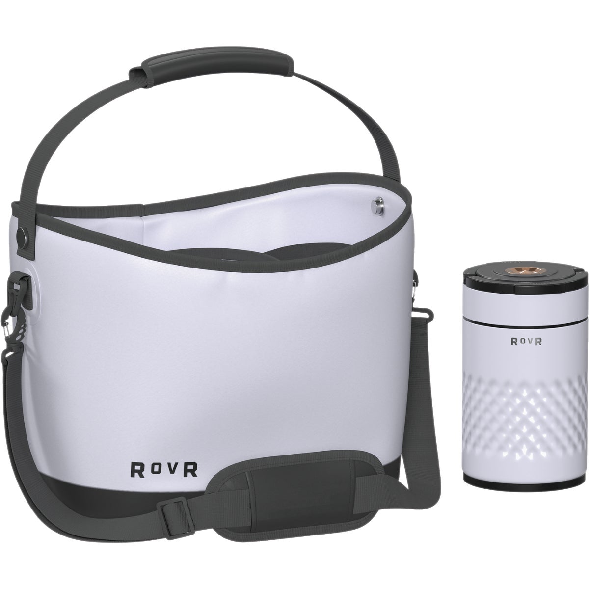 RovR Products KeepR Beverage Tote Caddy with Ice Bucket & Shoulder Strap, Powder