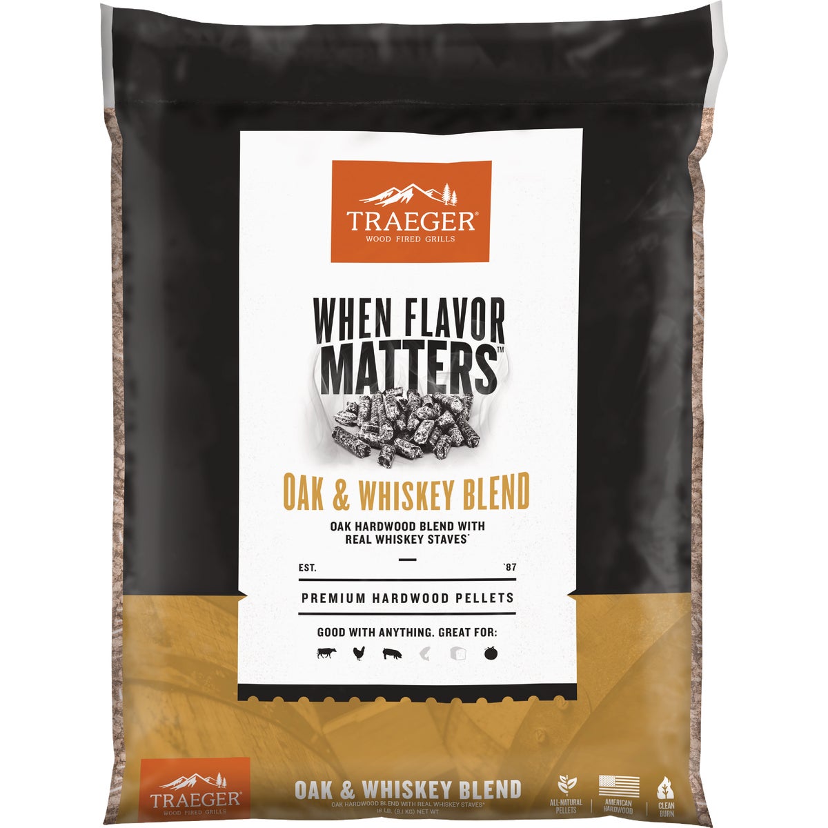 Traeger 20 Lb. Oak & Whiskey Wood Pellets