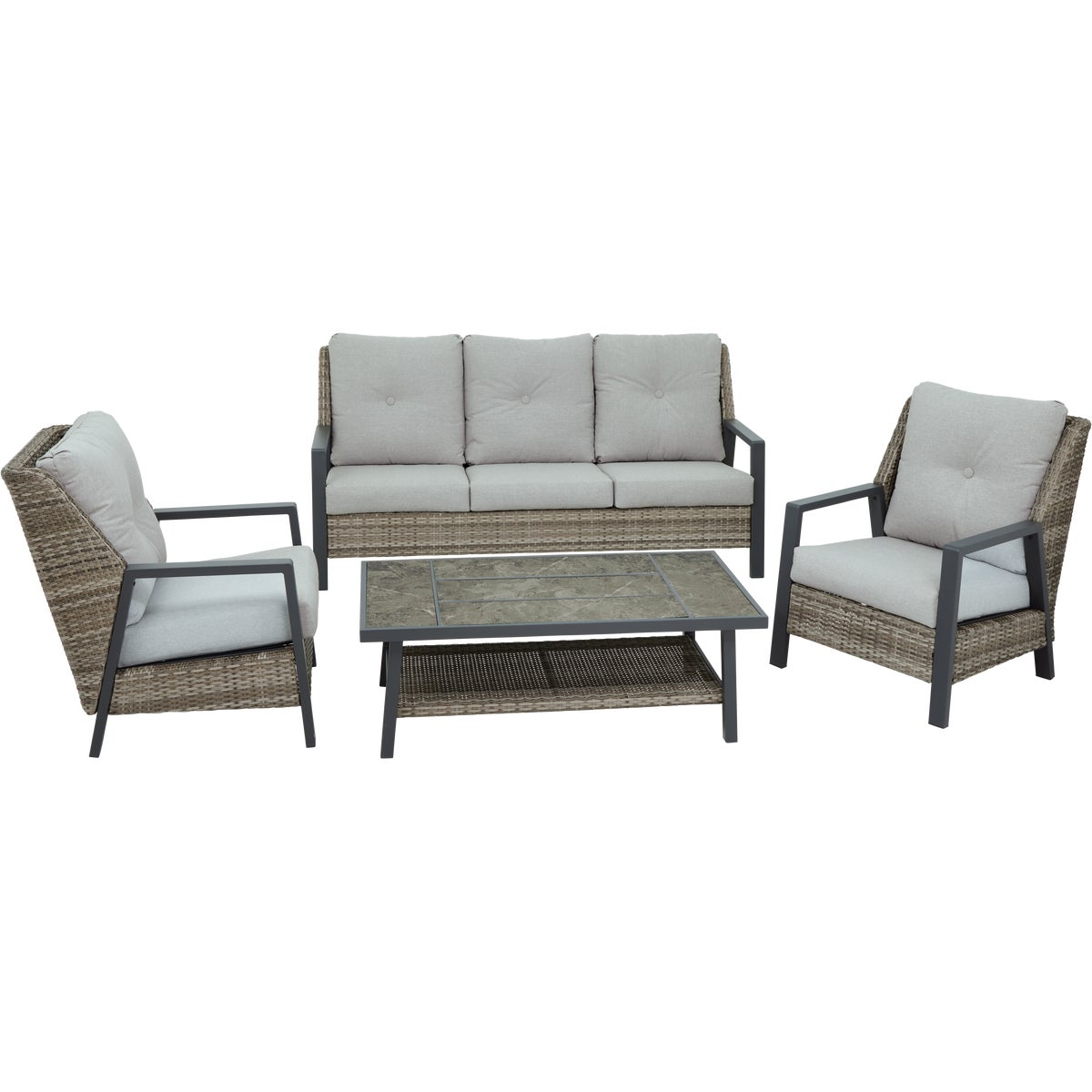Outdoor Expressions 4-Piece Wicker Chat Set with PFAS-Free Fabric