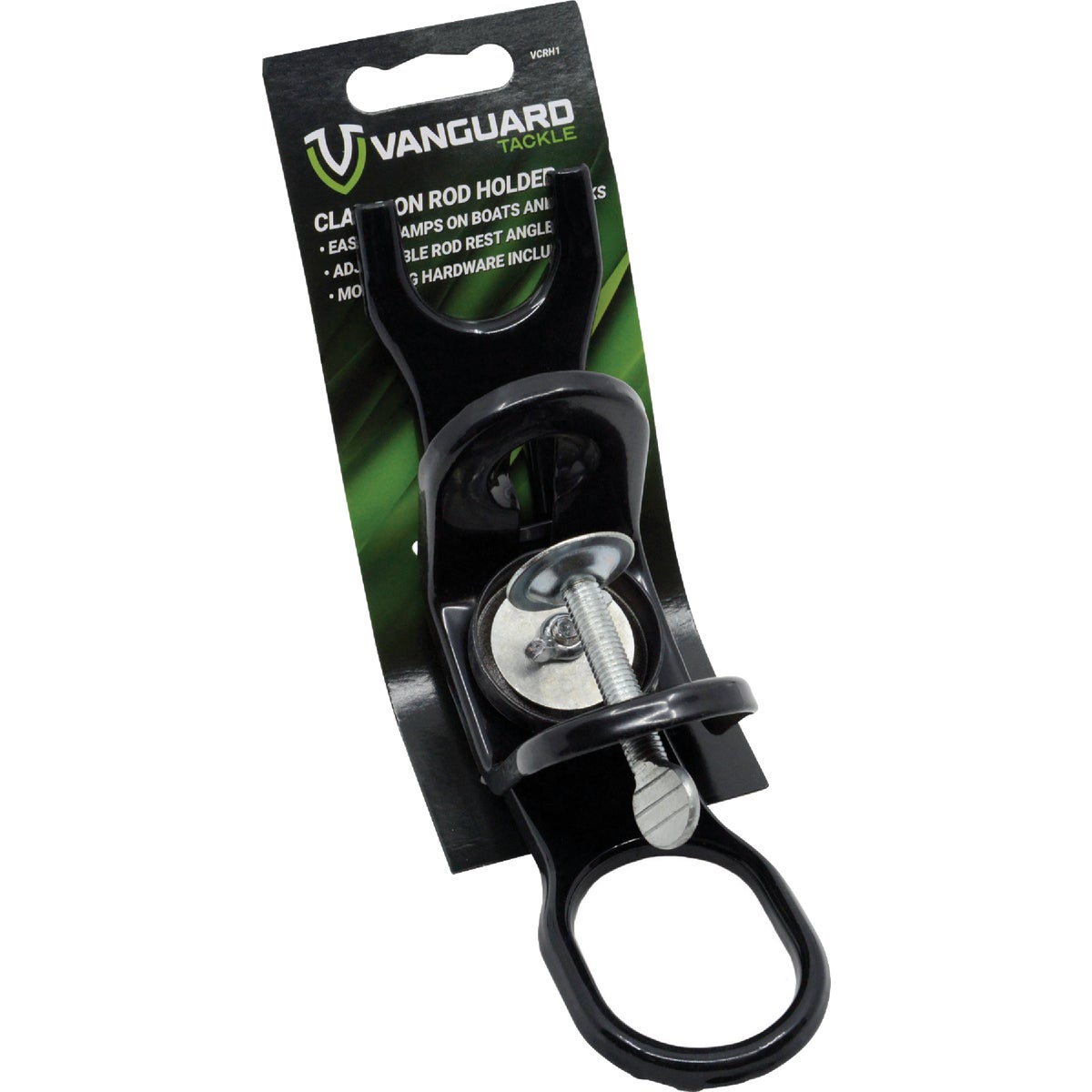 Vanguard Black Metal Clamp-On Boat Fishing Rod Holder