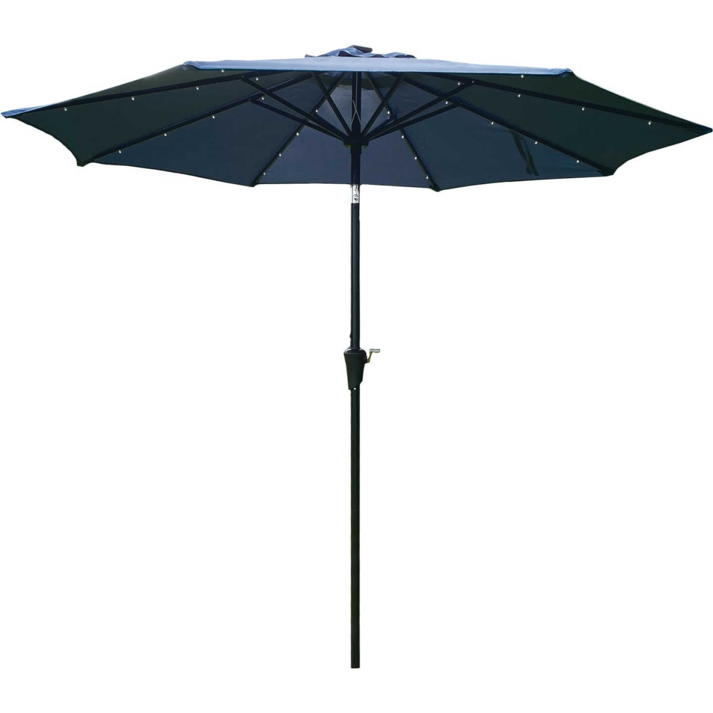 Outdoor Expressions 9 Ft. Aluminum Tilt/Crank Heather Blue Patio Umbrella with Solar LED Lights Image 3