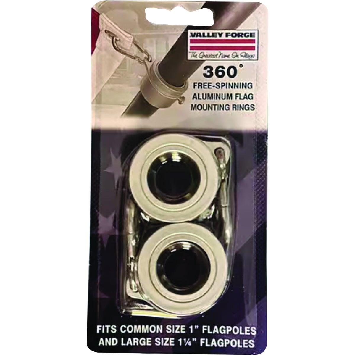 Valley Forge 1 in. Brushed Aluminum Flag Mounting Ring (2-Pack)