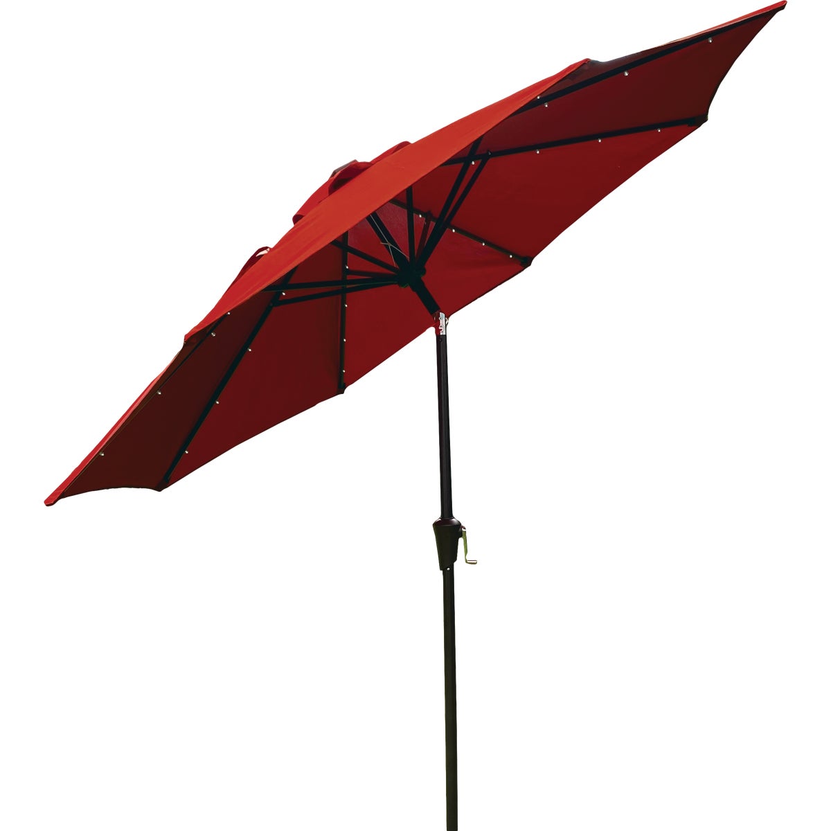 Outdoor Expressions 9 Ft. Aluminum Tilt/Crank Crimson Red Patio Umbrella with Solar LED Lights Image 1