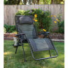 Outdoor Expressions Zero Gravity Deluxe Relaxer Gray Padded Chair with Cup Holder Image 4